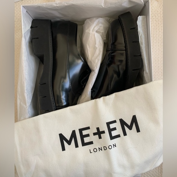 ME+EM Chunky Lace-Up Derby Black Leather Sz 10-10.5 Exc Cond - Picture 10 of 10